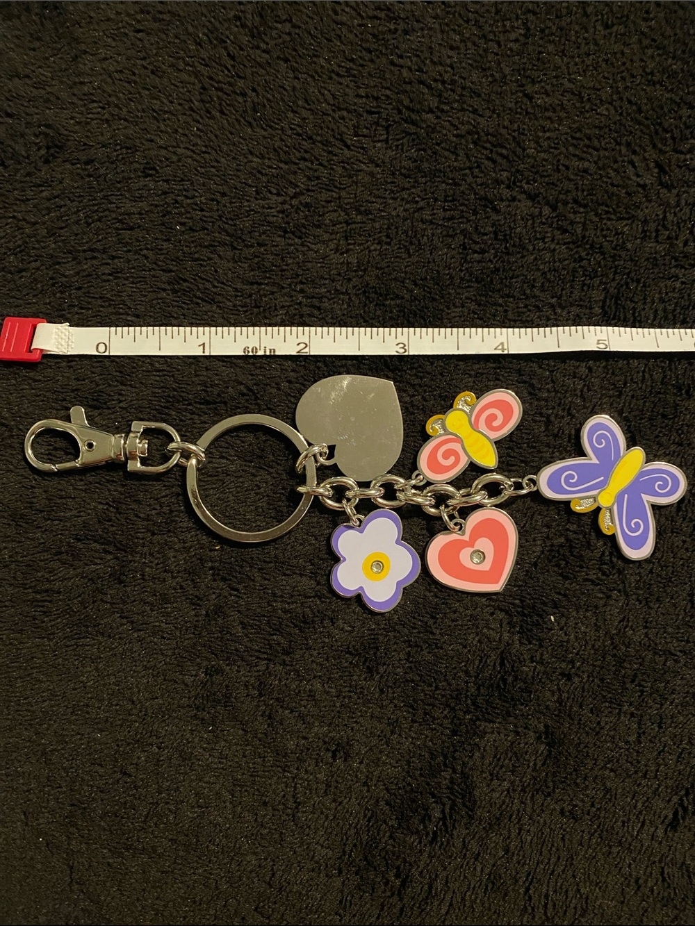 Things Remembered Purple, Pink, Yellow Butterfly & Heart Keychain